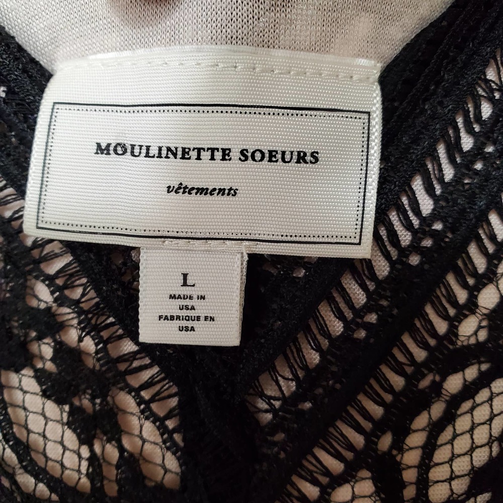 ANTRHOPOLOGIE MOULINETTE SOEURS Women's Myrna Black Lace Sheath Dress sz L - Picture 3 of 7